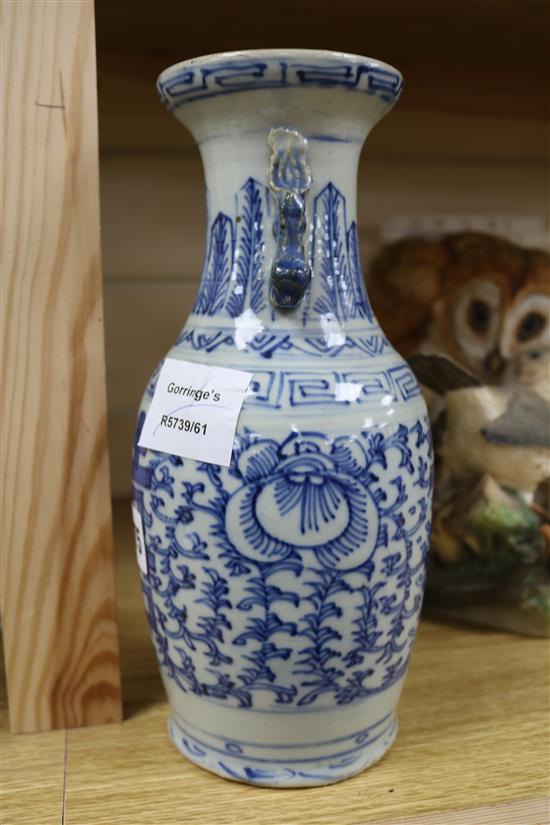 A 19th century Chinese blue and white vase height 25cm